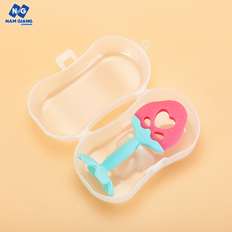 Ngậm nướu cho bé silicon hình hoa quả kèm hộp