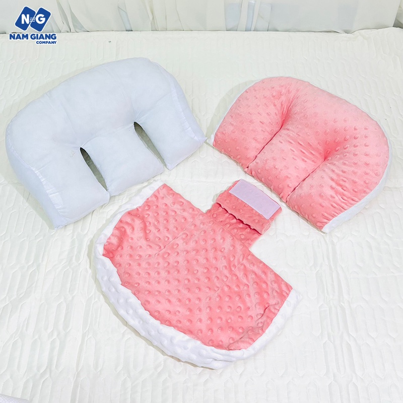 Gối bầu cánh tiên nhung kèm gối phụ