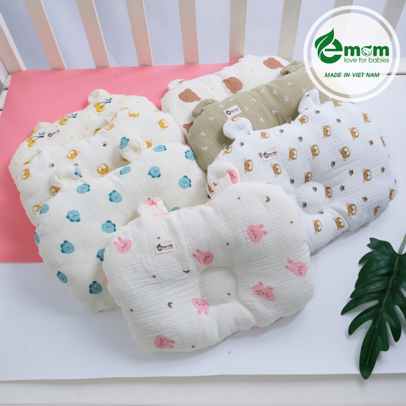 Gối bông lõm tai gấu Emom