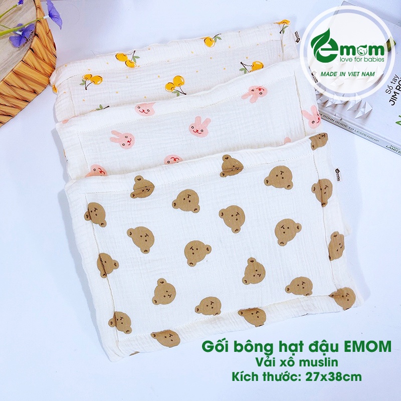 Gối bông muslin hạt đậu EMOM