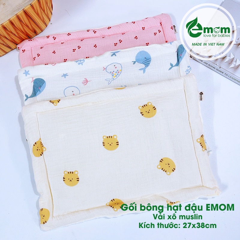 Gối bông muslin hạt đậu EMOM