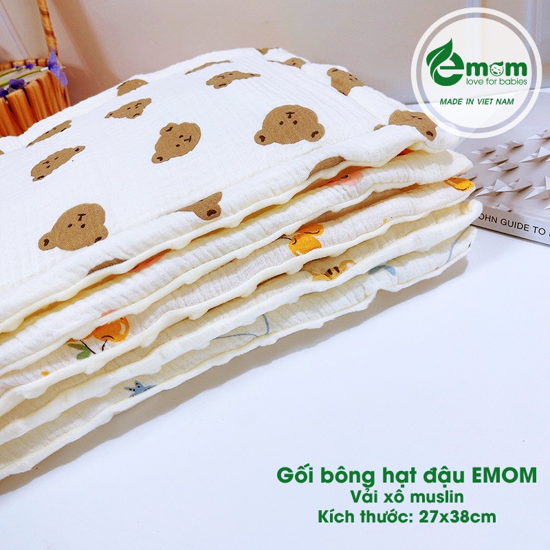Gối bông muslin hạt đậu EMOM