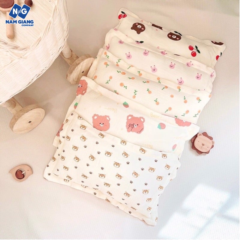 Gối vuông bông xô muslin Boona cho bé