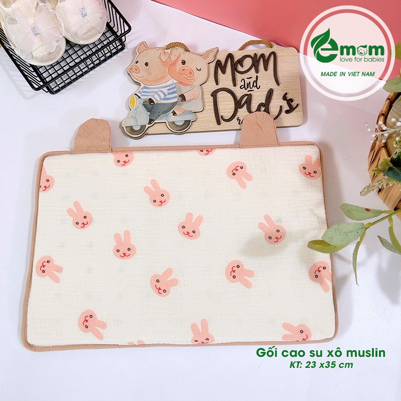 Gối cao su non muslin EMOM 23x35cm