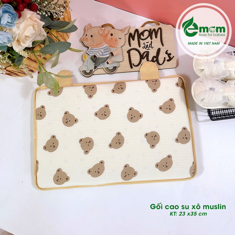 Gối cao su non muslin EMOM 23x35cm