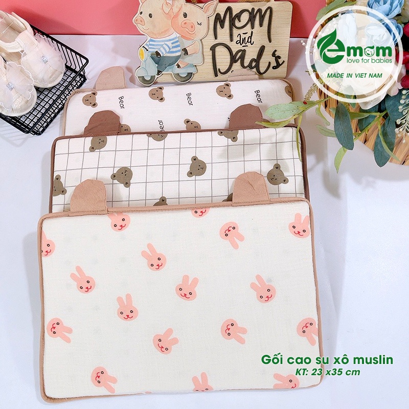 Gối cao su non muslin EMOM 23x35cm