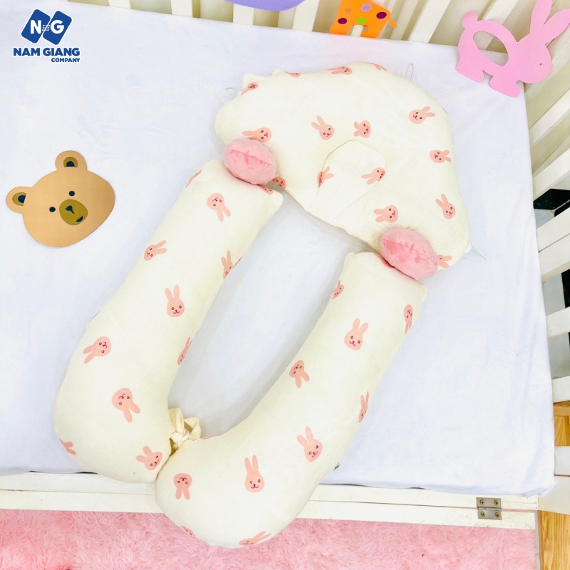Gối chữ U (chặn) nấm xô muslin 3 chức năng