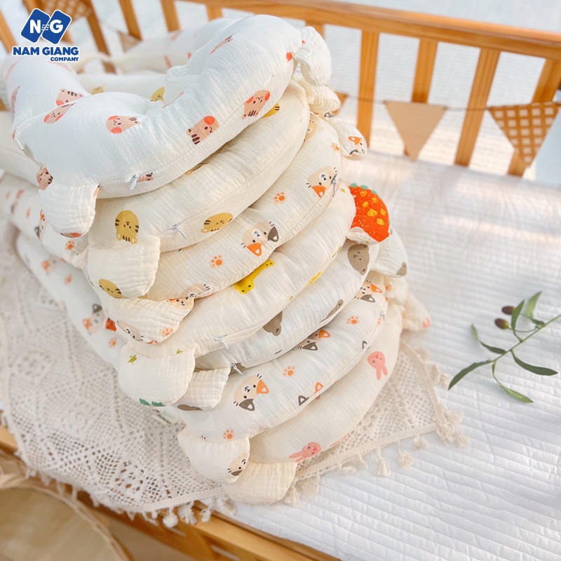 Gối chữ U BOONA xô muslin cho bé