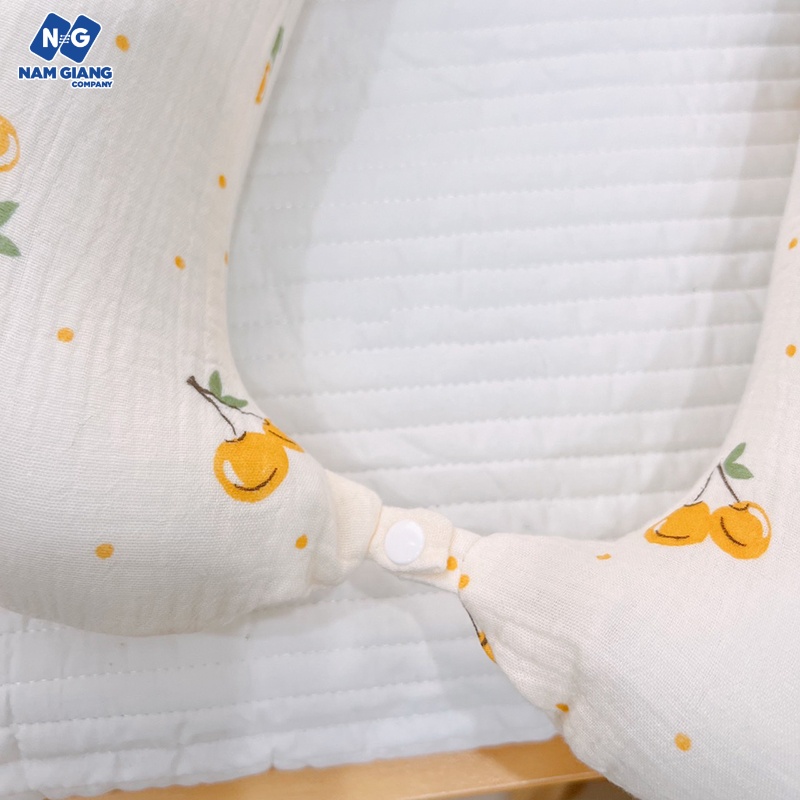 Gối chữ U BOONA xô muslin cho bé