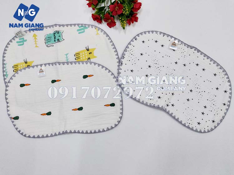 Gối xô muslin thêu viền 10 lớp