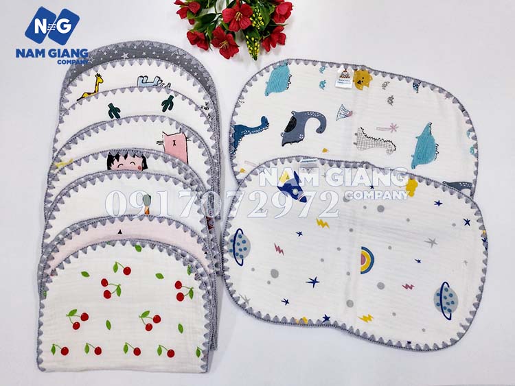 Gối xô muslin thêu viền 10 lớp