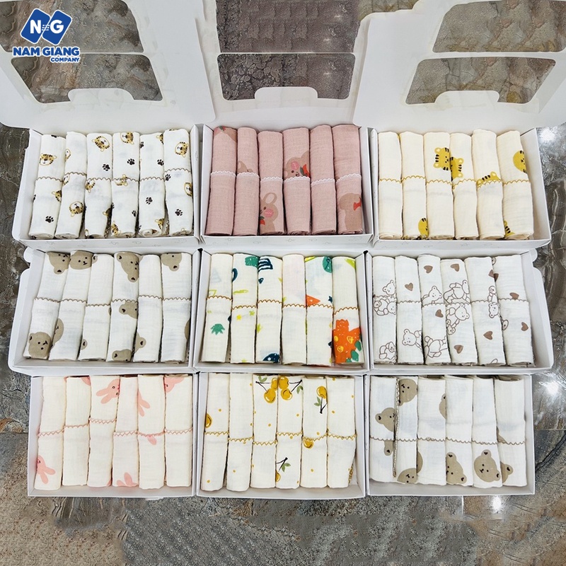 Hộp 6 khăn sữa muslin Boona