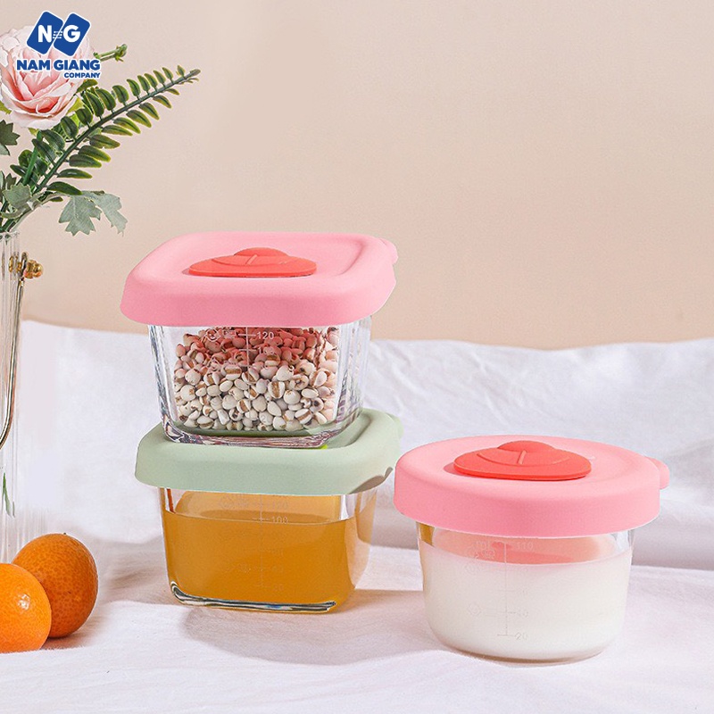Hũ trữ đồ ăn dặm thủy tinh hình gấu