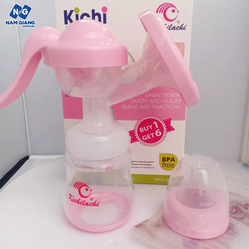 Hút sữa cầm tay Kichi 180ml (tặng 6 túi trữ sữa)