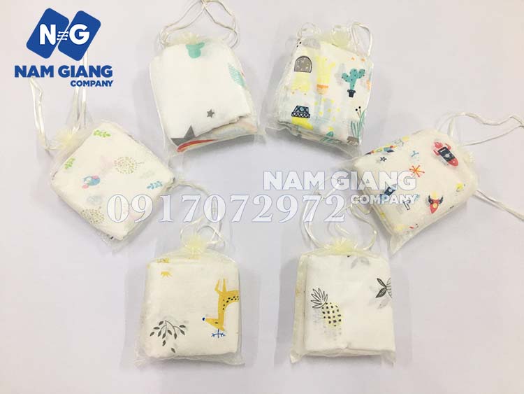 Khăn sữa aden in hình túi lưới (túi 10 chiếc)