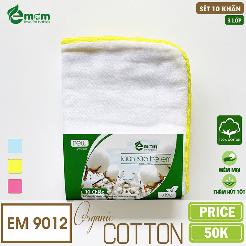 Khăn sữa EMOM 3 lớp cotton (Sét 10 chiếc)