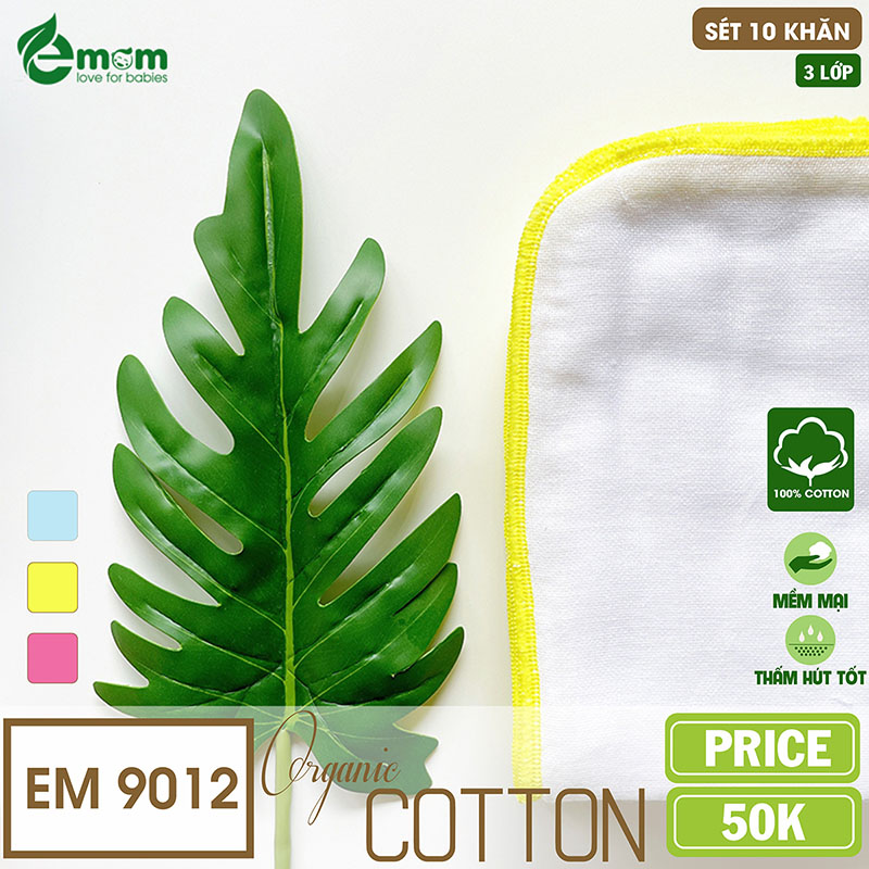 Khăn sữa EMOM 3 lớp cotton (Sét 10 chiếc)