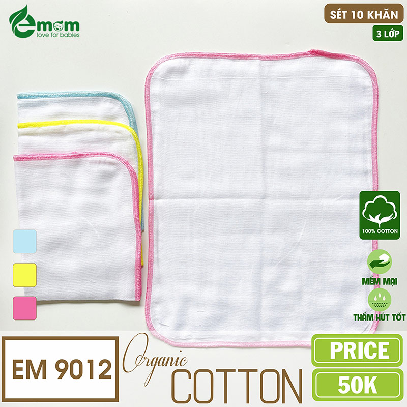 Khăn sữa EMOM 3 lớp cotton (Sét 10 chiếc)