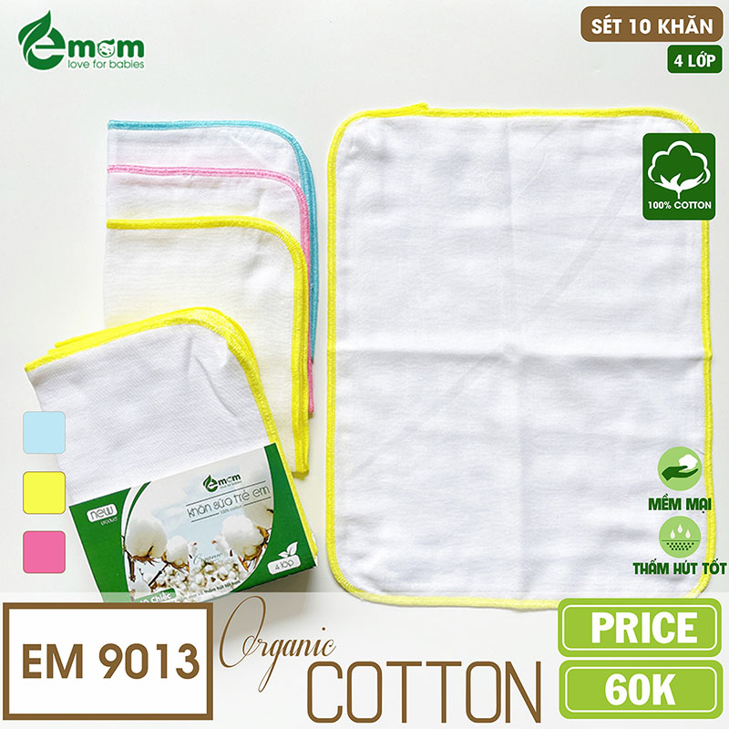 Khăn sữa EMOM 4 lớp cotton (Sét 10 chiếc)