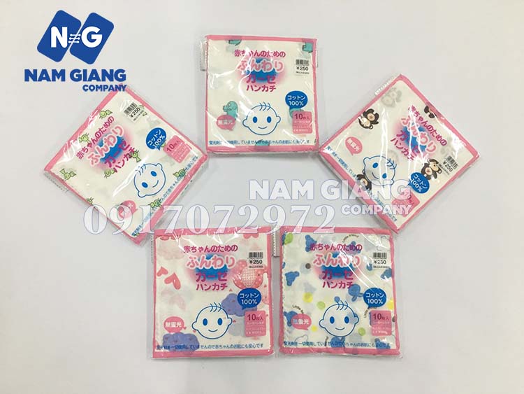 Khăn sữa in hình xuất Nhật (gói 10 chiếc)