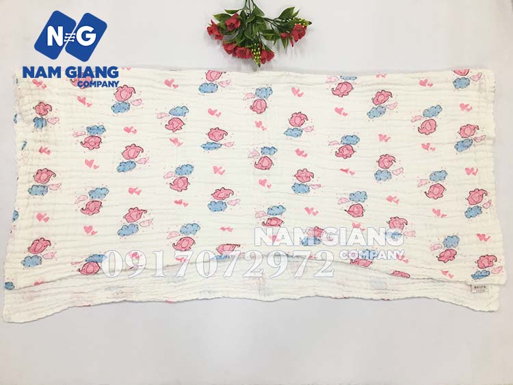 Khăn tắm xô 6 lớp in hình không viền