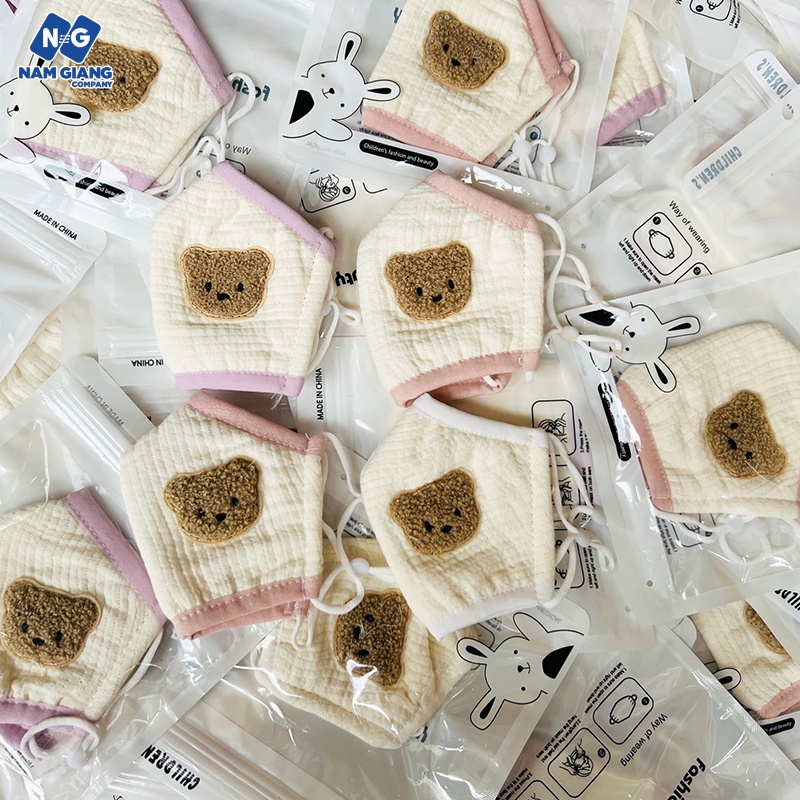 Khẩu trang xô gấu 5 lớp an toàn cho bé