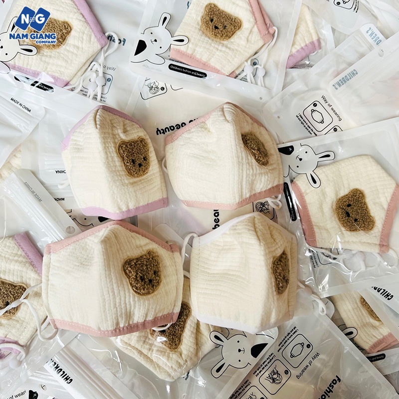 Khẩu trang xô gấu 5 lớp an toàn cho bé