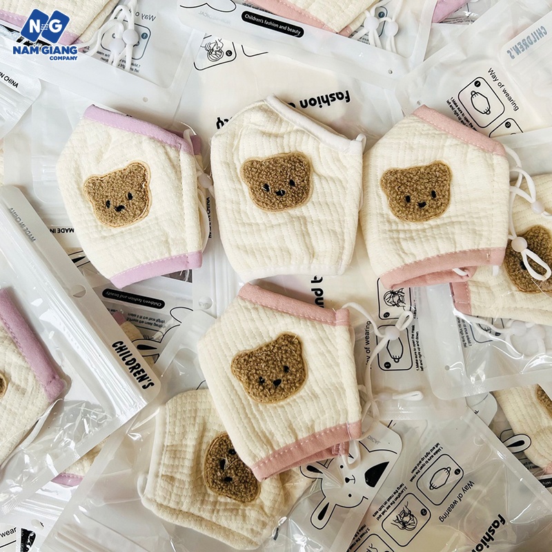 Khẩu trang xô gấu 5 lớp an toàn cho bé
