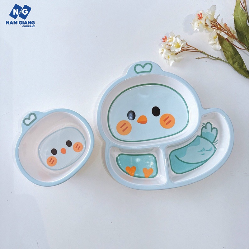 Khay ăn dặm sợi tre gà 3 ngăn HONPER