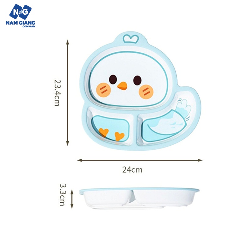 Khay ăn dặm sợi tre gà 3 ngăn HONPER