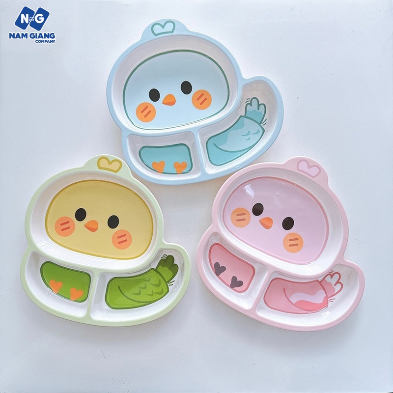 Khay ăn dặm sợi tre gà 3 ngăn HONPER