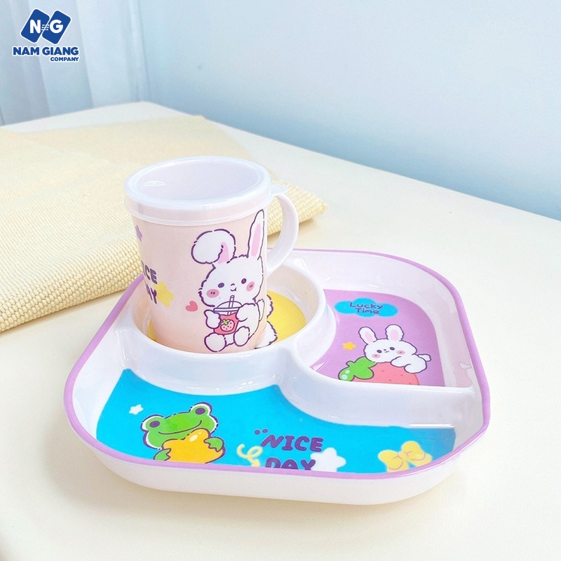 Khay ăn dặm sợi tre 3 ngăn HONPER