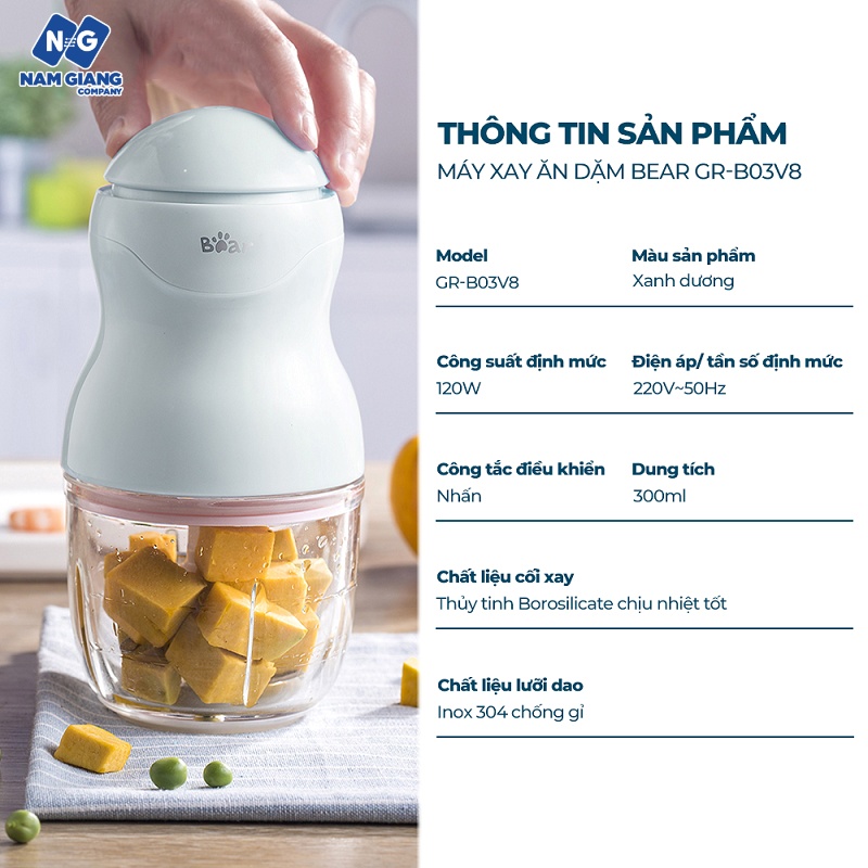 Máy xay đa năng mini 8 lưỡi BEAR 300ml