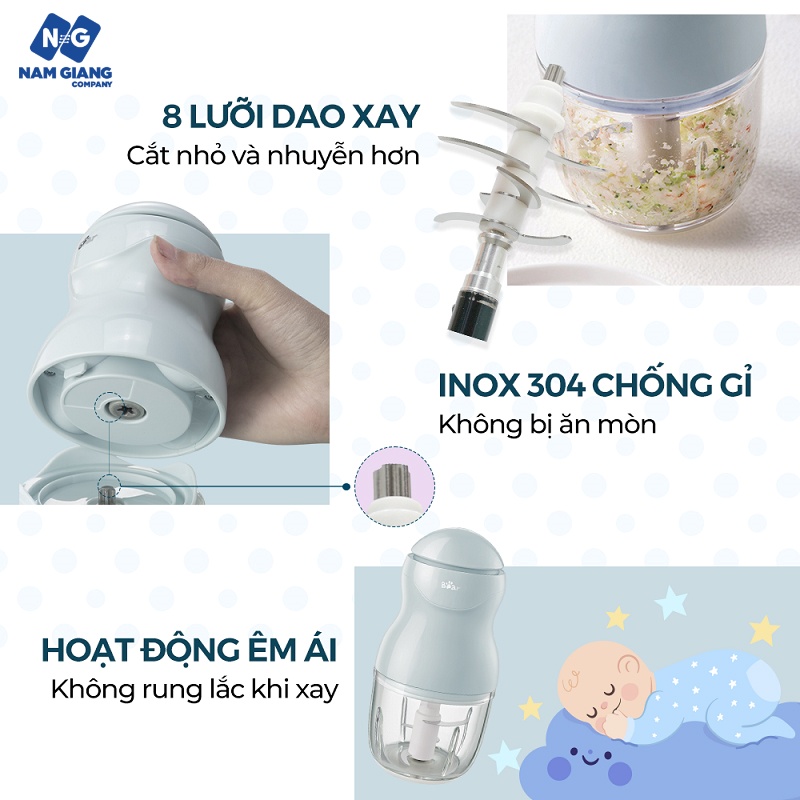 Máy xay đa năng mini 8 lưỡi BEAR 300ml