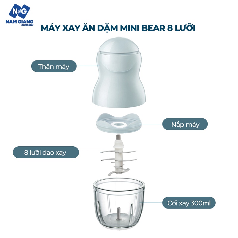 Máy xay đa năng mini 8 lưỡi BEAR 300ml