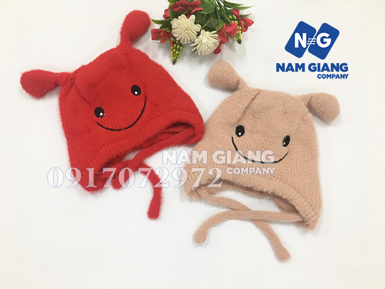 Mũ len dây mặt cười