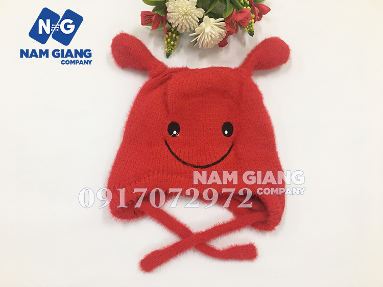 Mũ len dây mặt cười