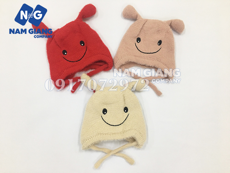 Mũ len dây mặt cười