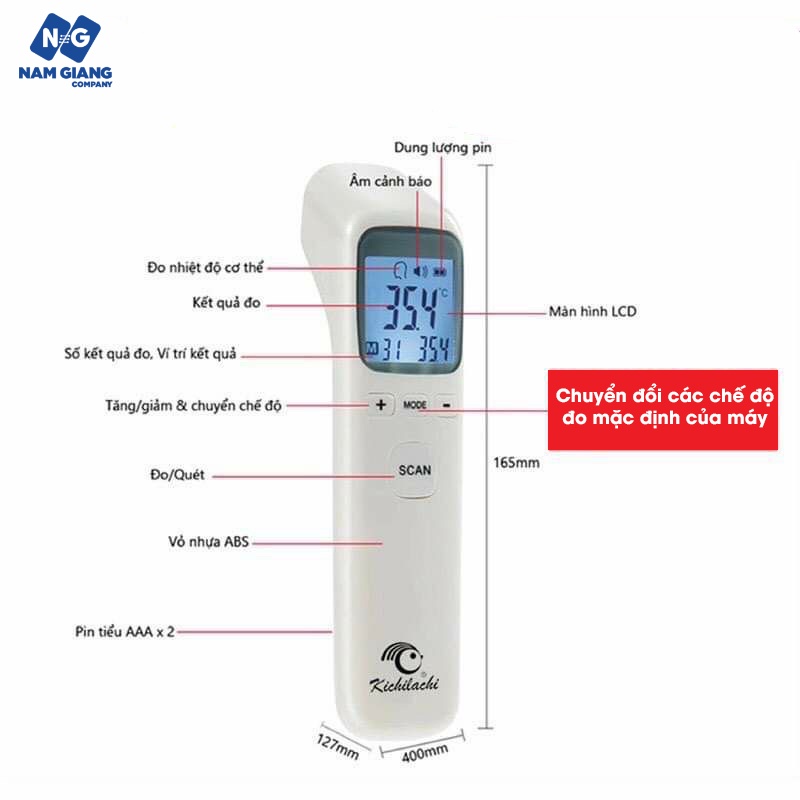 Nhiệt kế điện tử hồng ngoại kichi cho trẻ em và người lớn