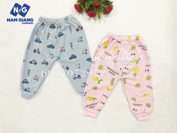 Quần dài sơ sinh màu in hình