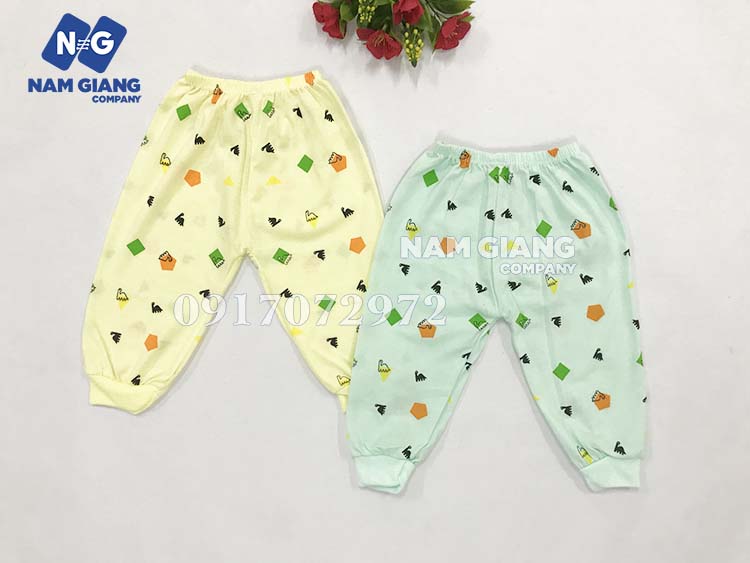 Quần dài sơ sinh màu in hình