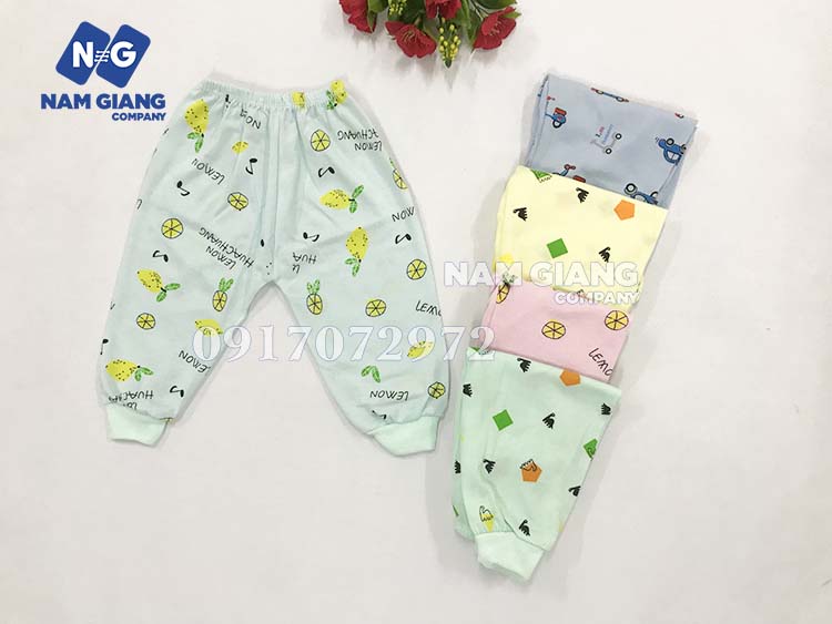 Quần dài sơ sinh màu in hình