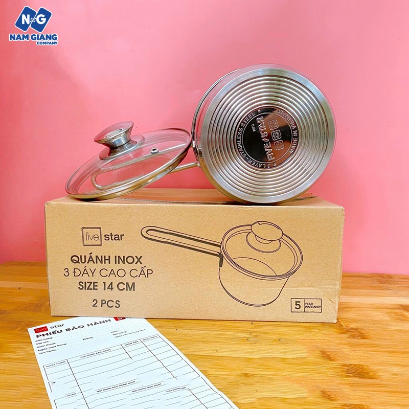 Quánh nấu bột nắp kính chống dính 14cm