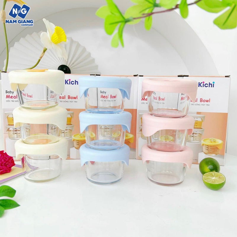 Sét 3 hũ trữ đông thủy tinh KICHI 110ml