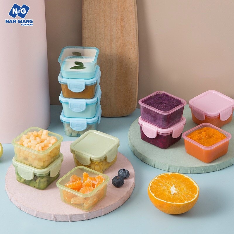 Set 4 hộp trữ đông có nắp 60ml cho bé