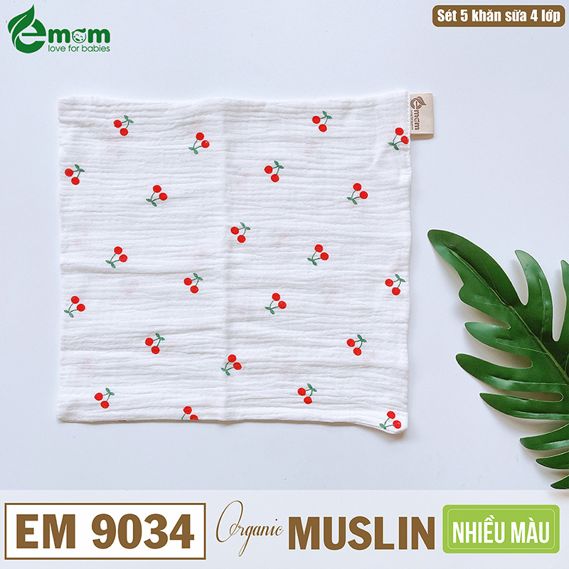 Sét 5 khăn sữa EMOM muslin 4 lớp