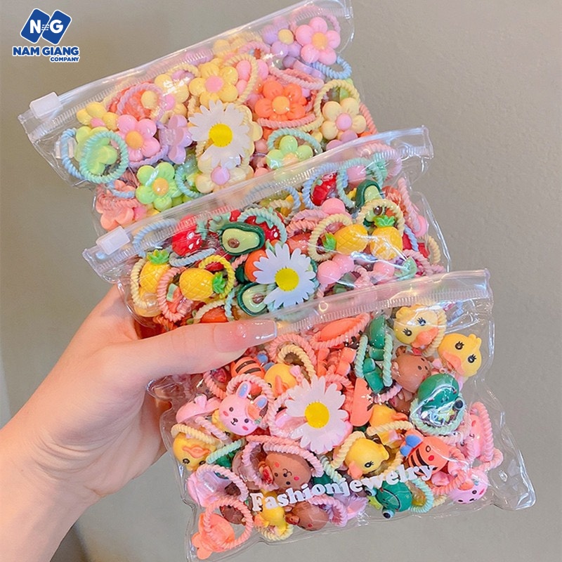 Sét 50 chun buộc tóc nhiều hình