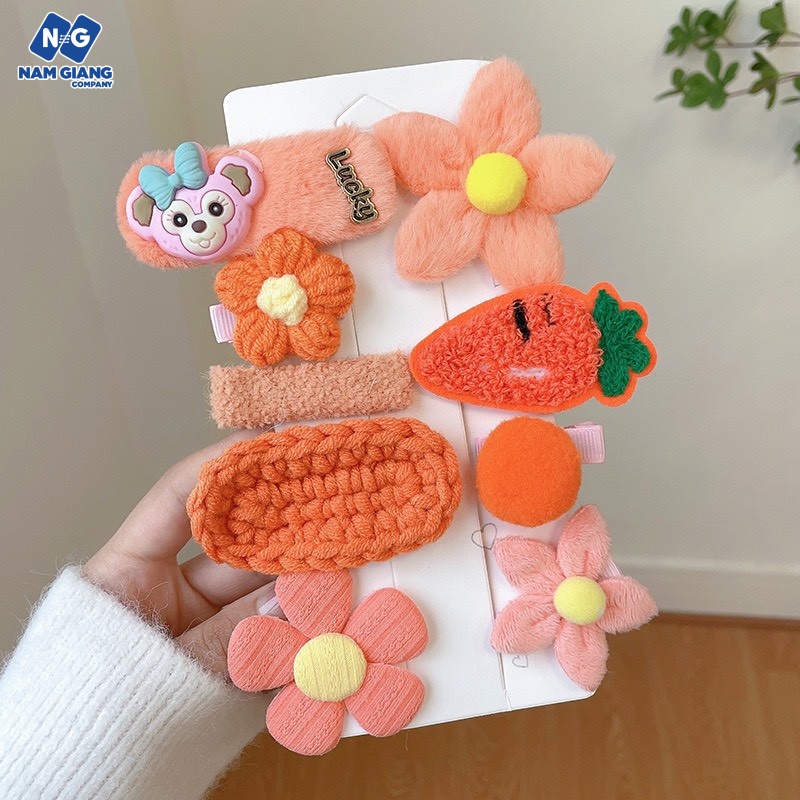 Sét 9 kẹp tóc nhiều mẫu cho bé gái