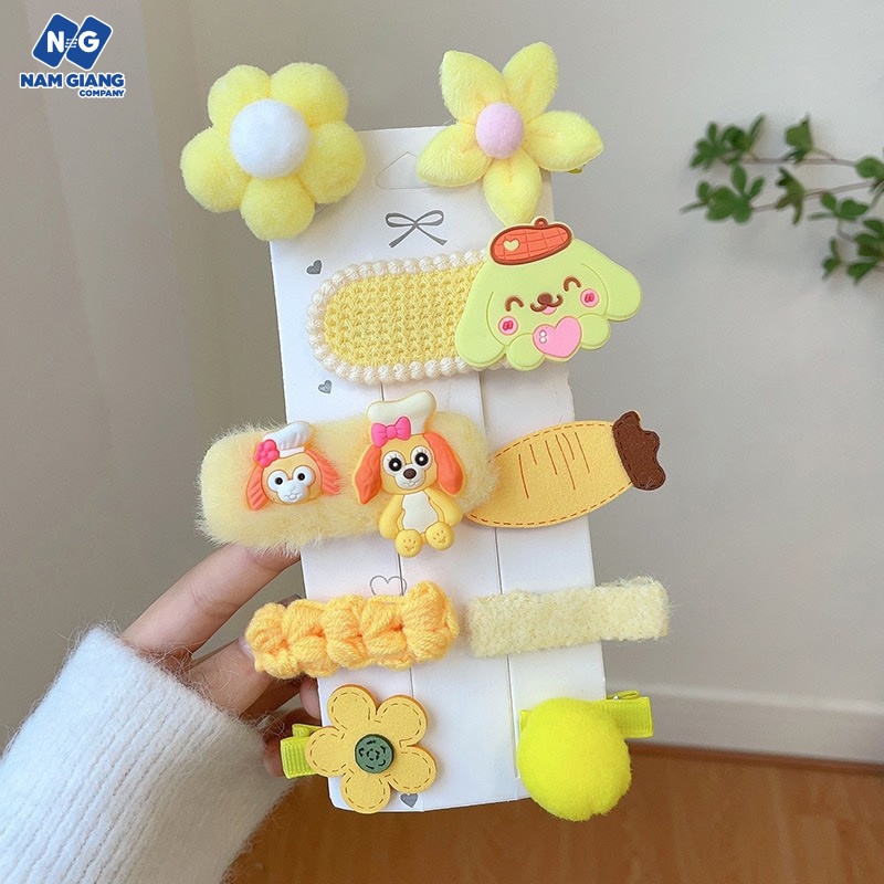 Sét 9 kẹp tóc nhiều mẫu cho bé gái