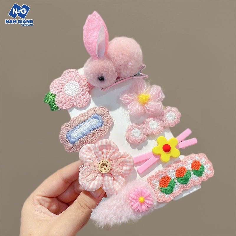 Sét 9 kẹp tóc nhiều mẫu cho bé gái